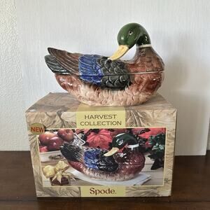 Spode Harvest Collection Duck Cookie Jar Mallard 2012 Original Box Figural NOS